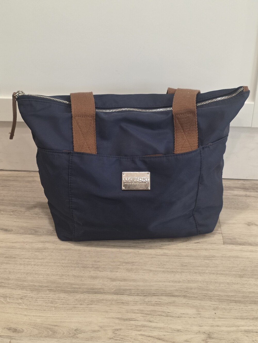 Vintage Lizsport by Liz Claiborne Navy Nylon Tote Bag 90s Y2K Casual